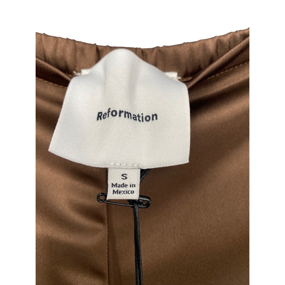 Reformation Fern Satin Short Pinecone Brown Lace Trim High Rise Size S NWT - Picture 10 of 15
